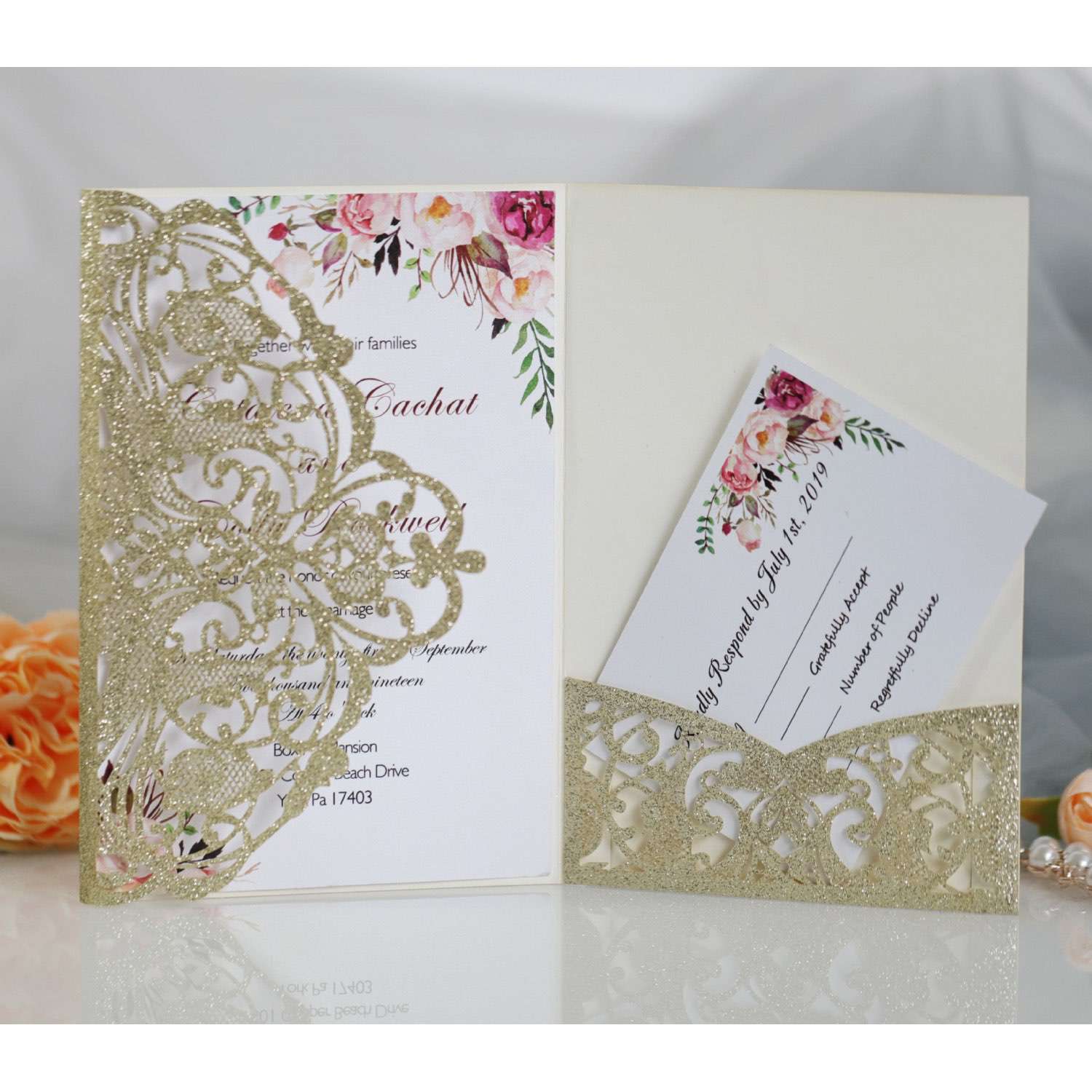Silvery Business Card Marriage Invitation Card Laser Invitation